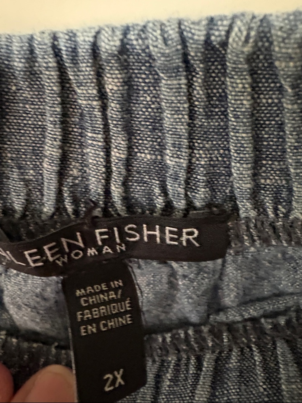 Eileen Fischer Chambray Blue Embroidered Midi Skirt - Picture 7 of 10